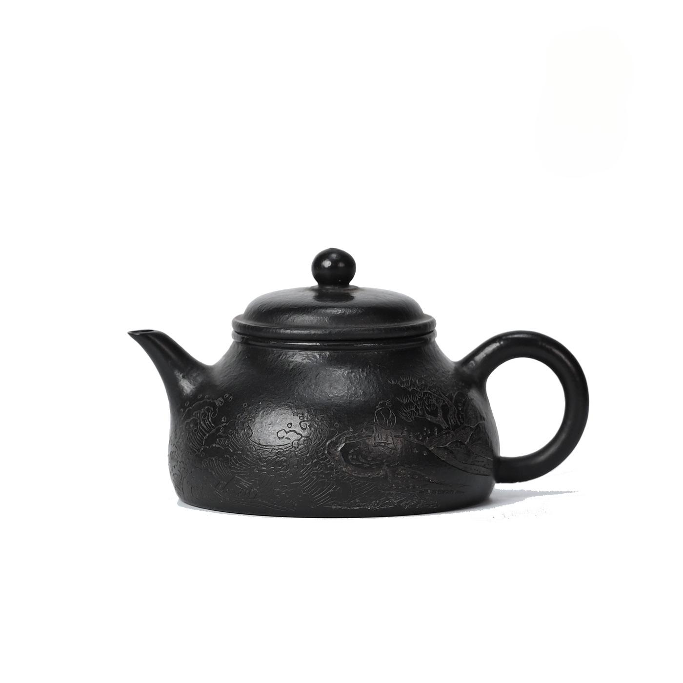 

110ml Antique Yixing Purple Clay Teapots Handmade Engraved Pot Raw Ore Zhu Mud Tea Maker Kettle Chinese Zisha Tea Set Tea Gift