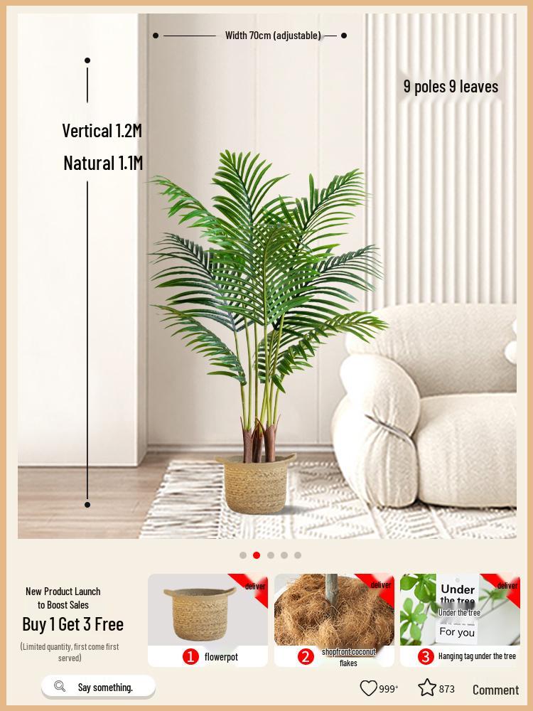 Bionic Green Sprenger's Fern Artificial Tree for Indoor Luxury Living Room Décor