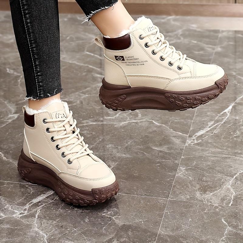 Autumn and Winter Women's Soft Comfortable Fleece-Lined Warm Boots, Suitable for Outdoor Activities in Cold Weather