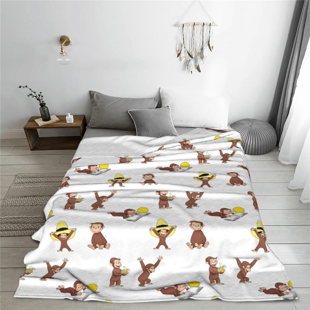 George the curious monkey cartoon for kids pack Blanket Warm Fleece Sofa Throw Blanket for Home Bedroom Office Throws Bedspread