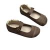 Leather Single Shoes Vintage Round Toe Flat Soft Cowhide Shoes
