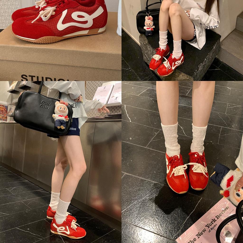 The spot version is versatile, light and breathable, and the height is increased by 4cm. The retro contrasting color mandarin duck shoelaces hav