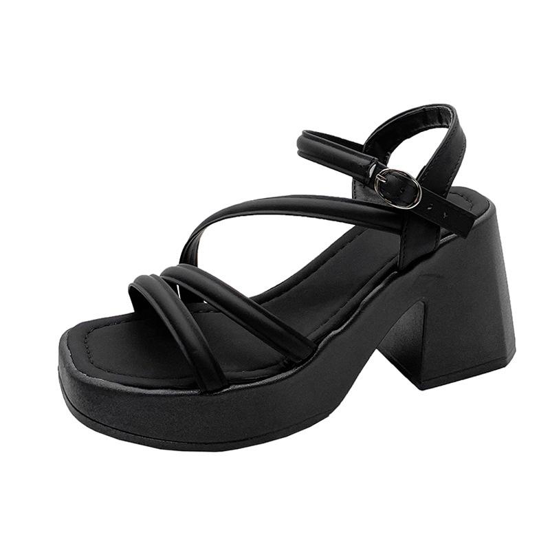Large Size High-heeled Sandals Women's 2024 New Summer Muffin Platform Beach Shoes Versatile Korean Version Thick-heeled Roman Sandals