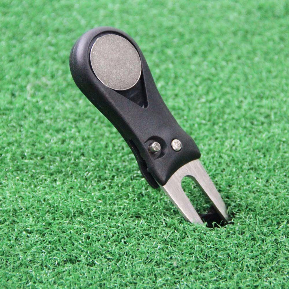 Button Stainless Steel Groove Cleaner Golf Divot Repair Tool Switchblade Pitch Golf Pitchfork