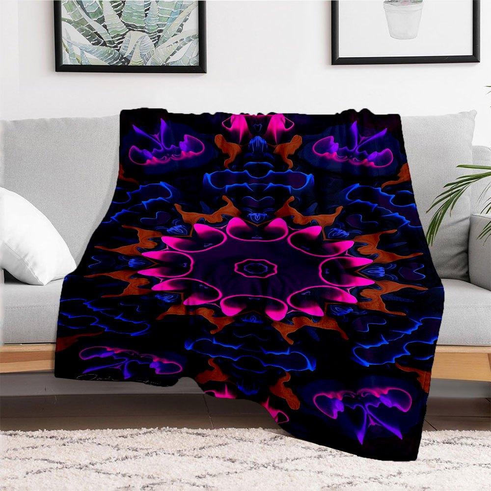 "Vibrant Kaleidoscope Abstract Art Print"Blanket Flannel Throw Blanket for Sofa, Bed, Travel, Camping, Office, Couch, Chair, And Bed Gift fo