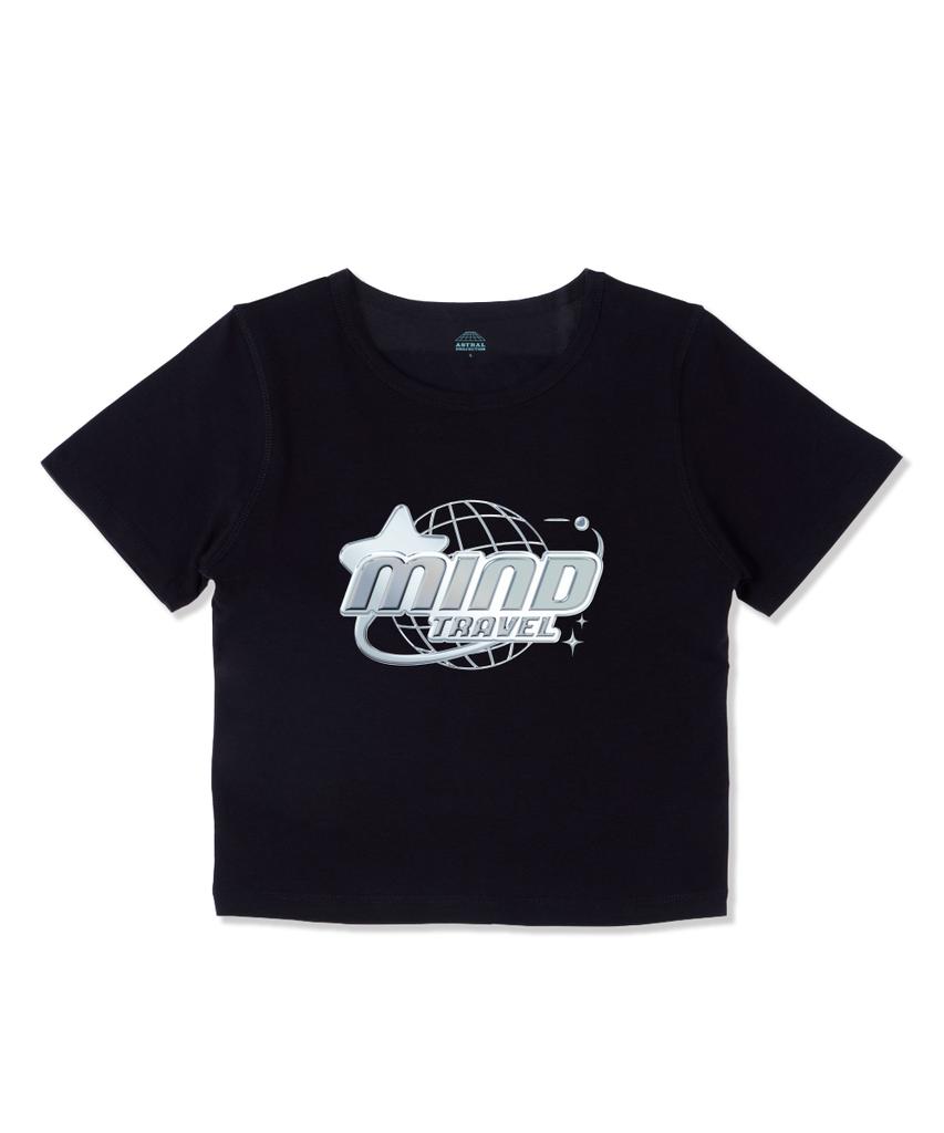 ASTRAL PROJECTION Mind Travel Supima Spandex Crop Top_Black