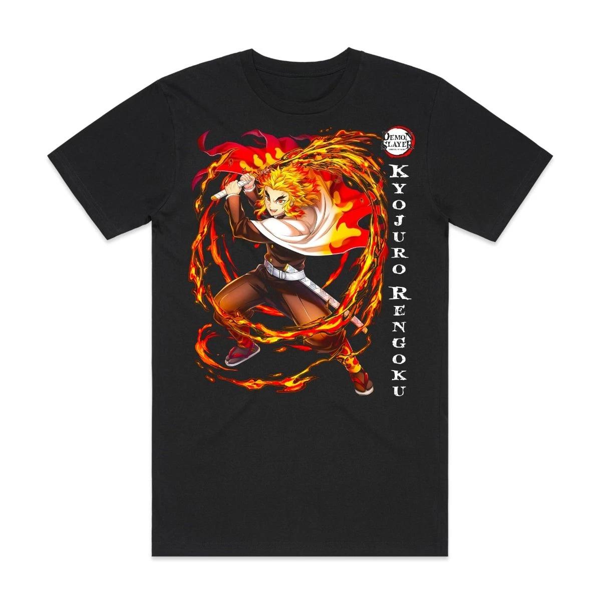 

Japanese Rengoku Kyojuro Demon Slayer Anime T Shirt Summer Cotton Men Women Streetwear Casual Couple Harajuku Casual Tees Tops 4XL