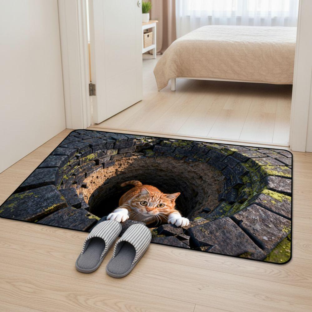 Non-slip Bathroom Carpet Water-absorbing Bedroom Door Rug Optical Illusion Doormat Home Decor