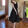 Minimalistisches ärmelloses Strandkleid - Locker, einfarbig, langer Rock für den Sommer