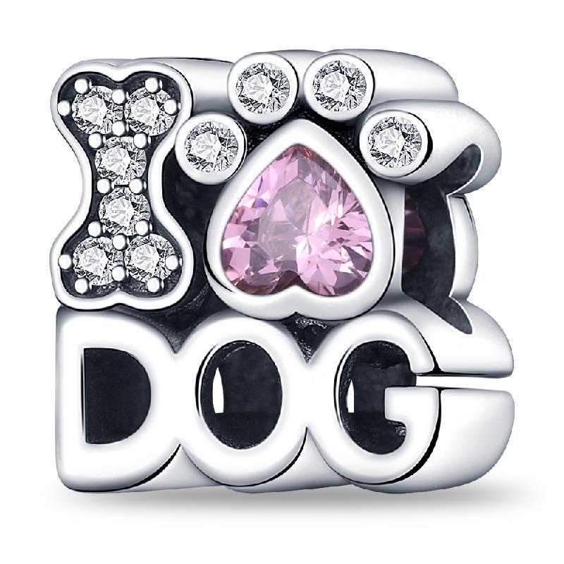 Copper Pink Cute Pet Bow Shiny Zircon Beads Suitable For Panoriginal Bracelet Diy Jewelry Birthday Gift Anniversary