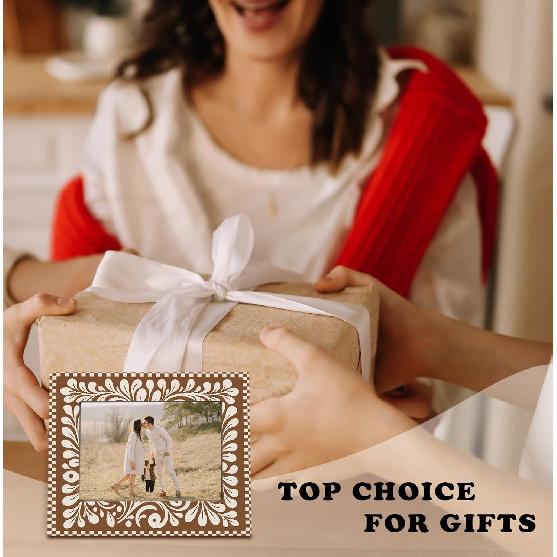 Mexico Floral Decoration Picture Photo Frame 5x7, Gifts for Mexico Floral Lovers, Brown and Beige Picture Frames for Desk Tabletop Wall Display