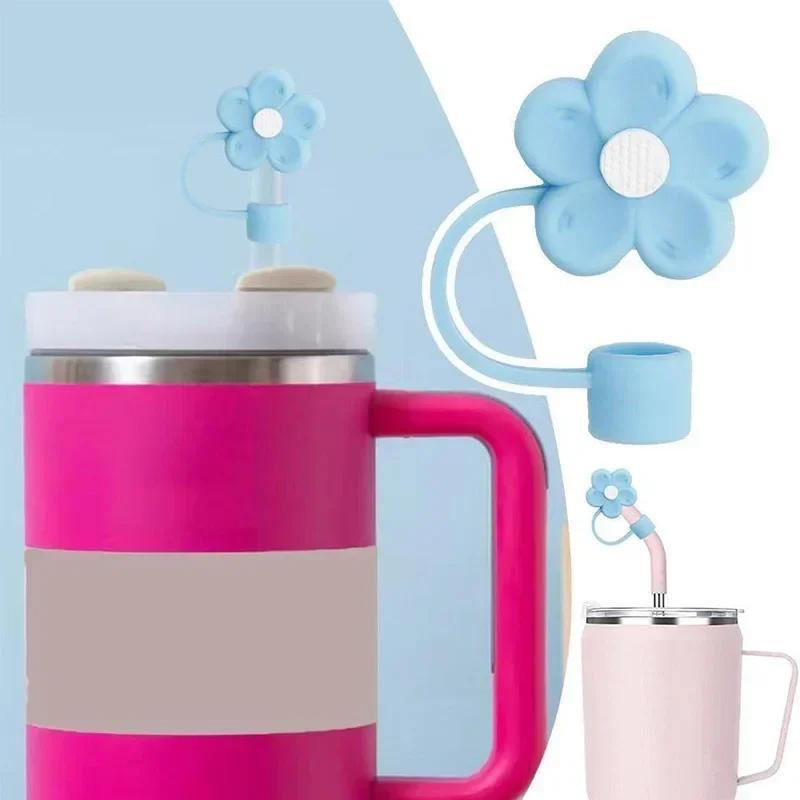 2026 New Flower Silicone Straw Covers for Stanley Cup 40oz 10mm Tumbler Cups Splash Proof Straw Toppers Kawaii