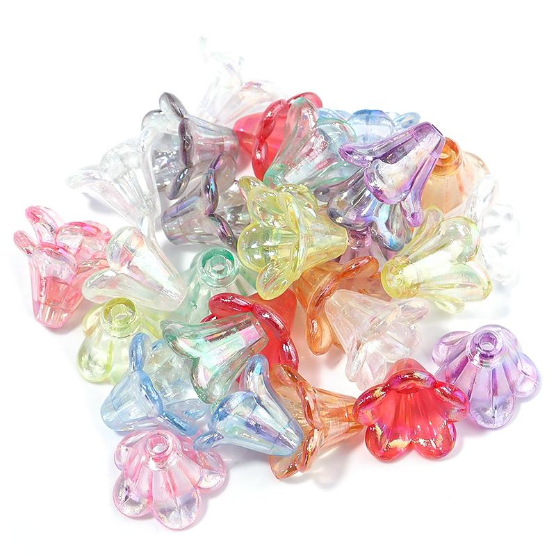 50-100 Stück AB-Farbe Acrylperlen Blume Abstandshalter Endkappen Charmanhänger Perlen Für Schmuckherstellung Lose Perlen DIY Armbänder Großhandel