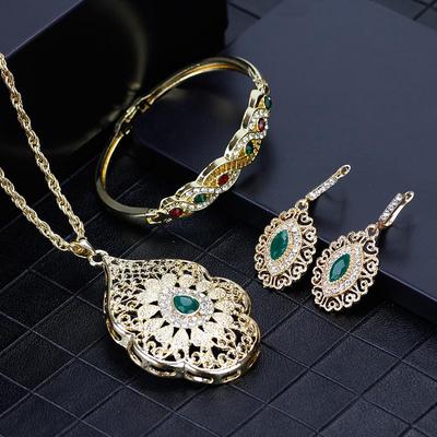Arabische Halskette Ohrring Manschette Armband Frauen Ethnische Hochzeit Schmuck Sets Mosaik Harz