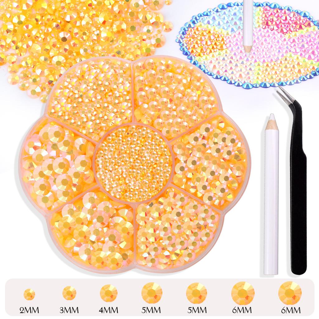 7 Grid Plum Blossom Boxed Resin Flat Bottom Nail Art Jewelry Jelly Diamond Violent Bear Ab Rhinestone Diy Clothing Diamond Sticker