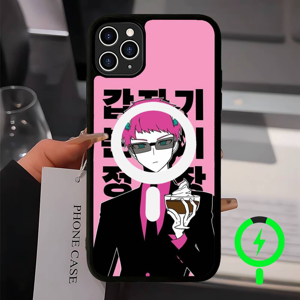 Anime Saiki Kusuo Magnetic Matte Phone Case For IPhone 16 17 15 14 13 12 11 For Magsafe Wireless Charge Cover