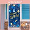 Gold Blue Navy Happy Birthday Door Banner Cover For Festival Backg Photography