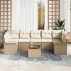 VidaXL Ensemble de canapé de jardin 8 pièces avec coussins Beige Poly Rattan Acacia 3347295