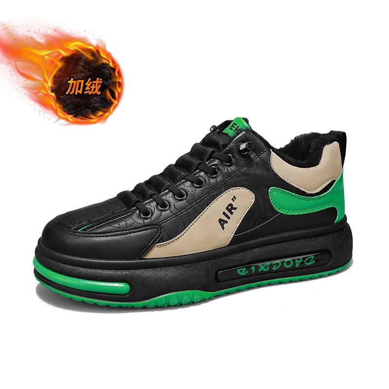 Chunky Sneakers Men Soft Sole Running Shoes Fashion Casual Microfiber Leather Upper Height Increased Flat Platform Board Shoes