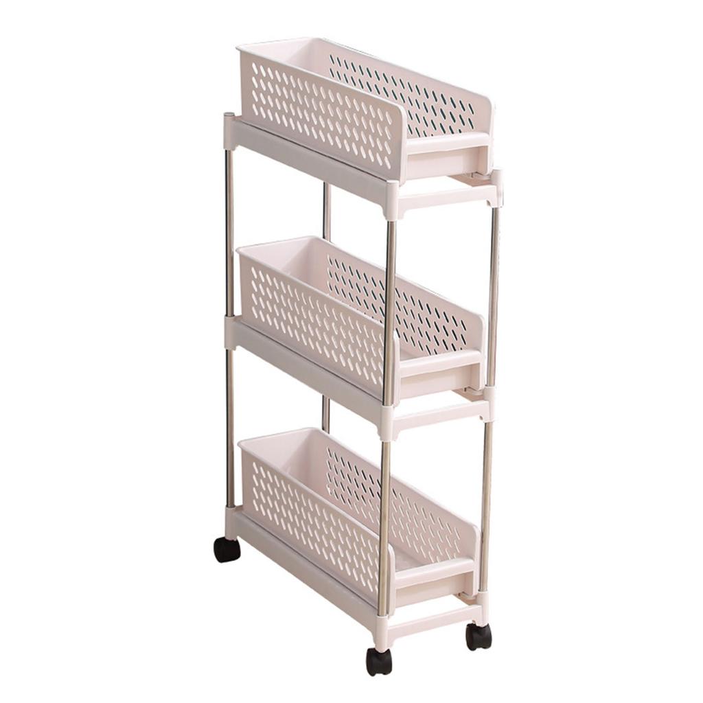 Slim Storage Cart with Wheels 3 Tier Organizer Slide Out Narrow Rolling Storage Mobile Utility Cart