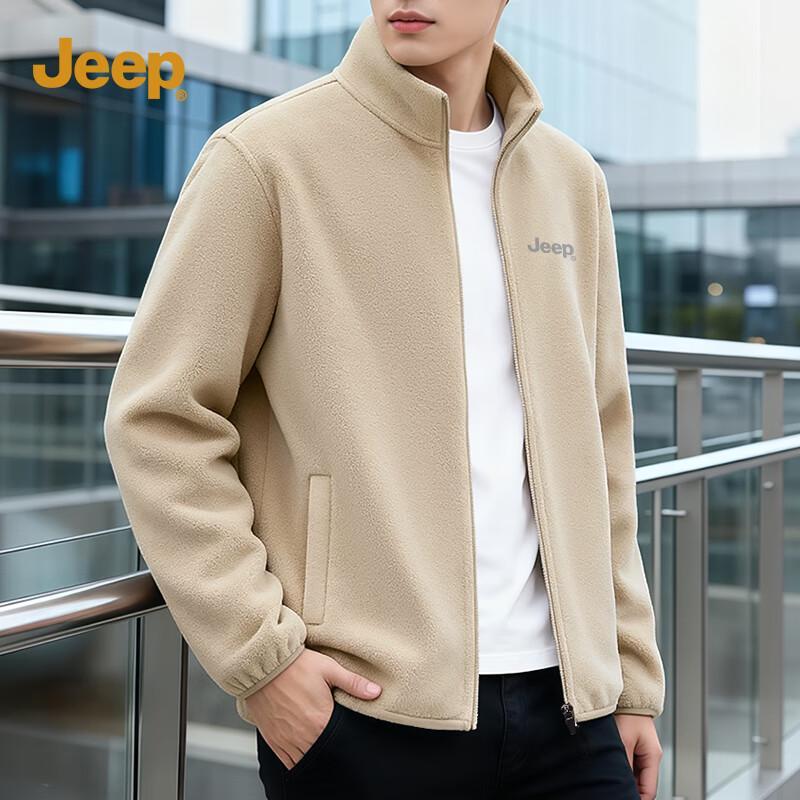 JEEP Men s Warm Fleece Stand-Collar Cardigan M