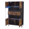 Transparent Display Cabinet Bookcase 2 Doors & 2 Drawers, Highboard Display Cabinet Wine Cabinets Living Room Dining Room Office, Vintage Brown