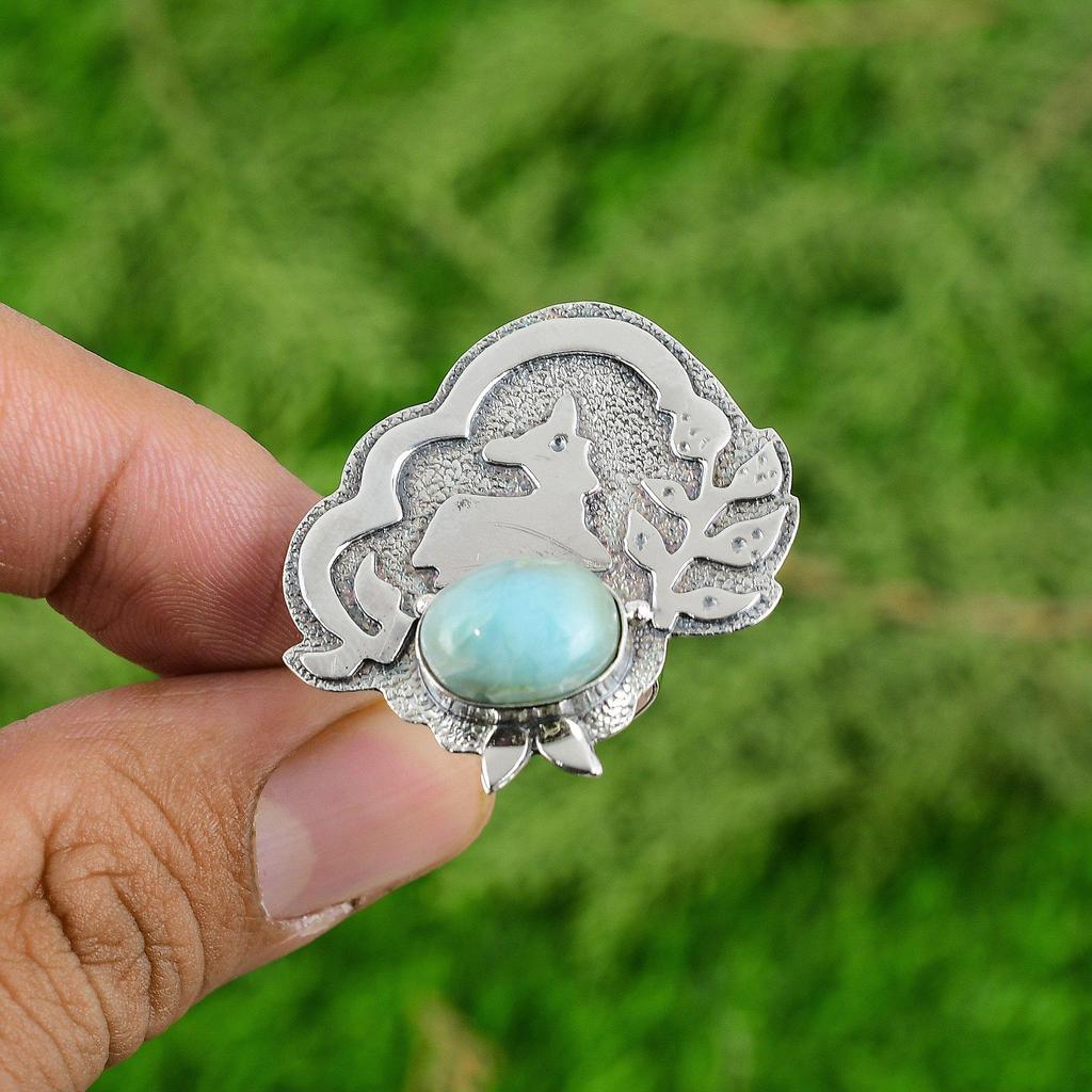 Oval Larimar Gemstone New Promise Birthday Daughter Ring Jewelry Sterling Silver