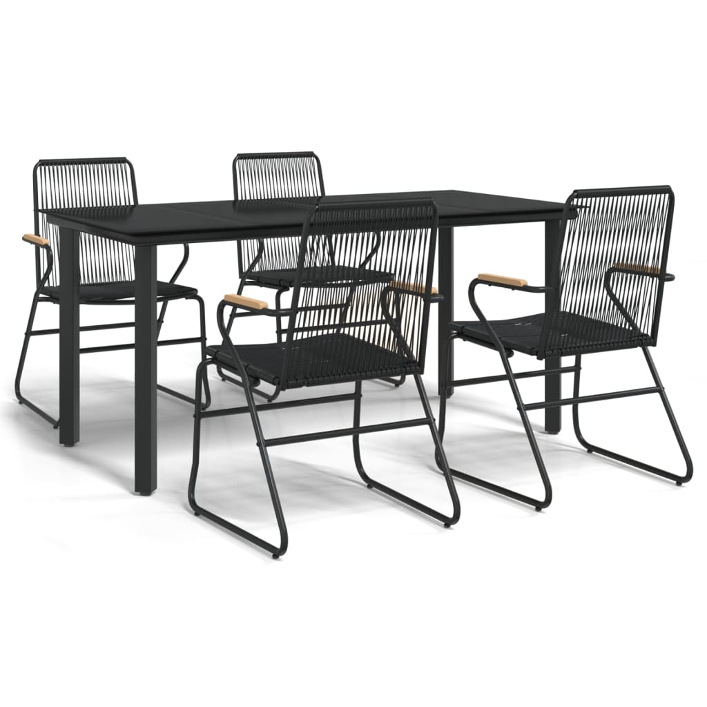 Vidaxl 5-Częściowy Zestaw Mebli Ogrodowych, Czarny, Rattan Pvc