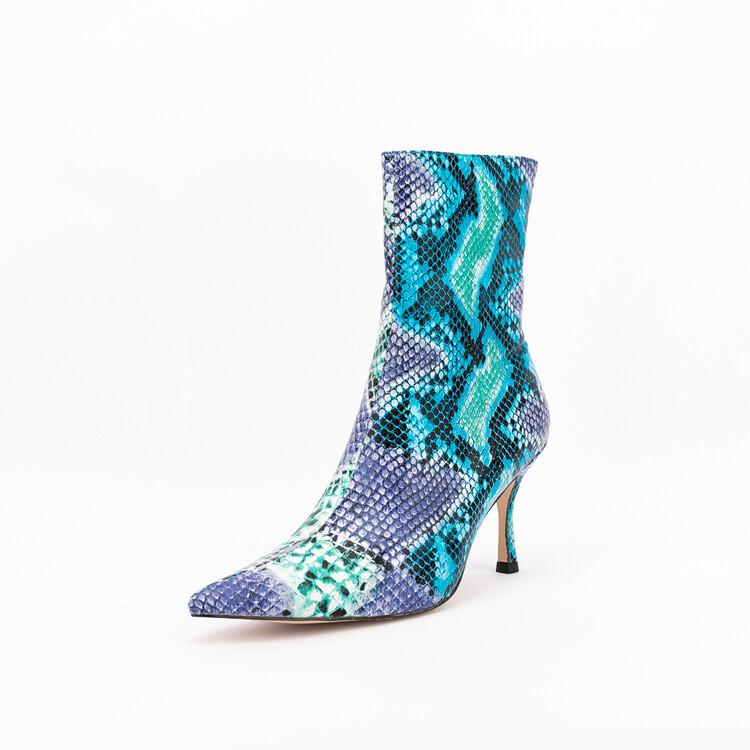 Moda 2025 Nowy Duży Rozmiar 45 Jesień Zima Kobiety Krótkie Botki 6,5cm Wysoki Obcas Krótki Plusz Czarny Czerwony Wężowy Botki do Kostki Markowe Buty Damskie