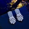 Needle Light Luxury Micro-Inlaid Zircon Earrings Temperament Super Flash Water Drop Banquet Dress Accessories Earrings