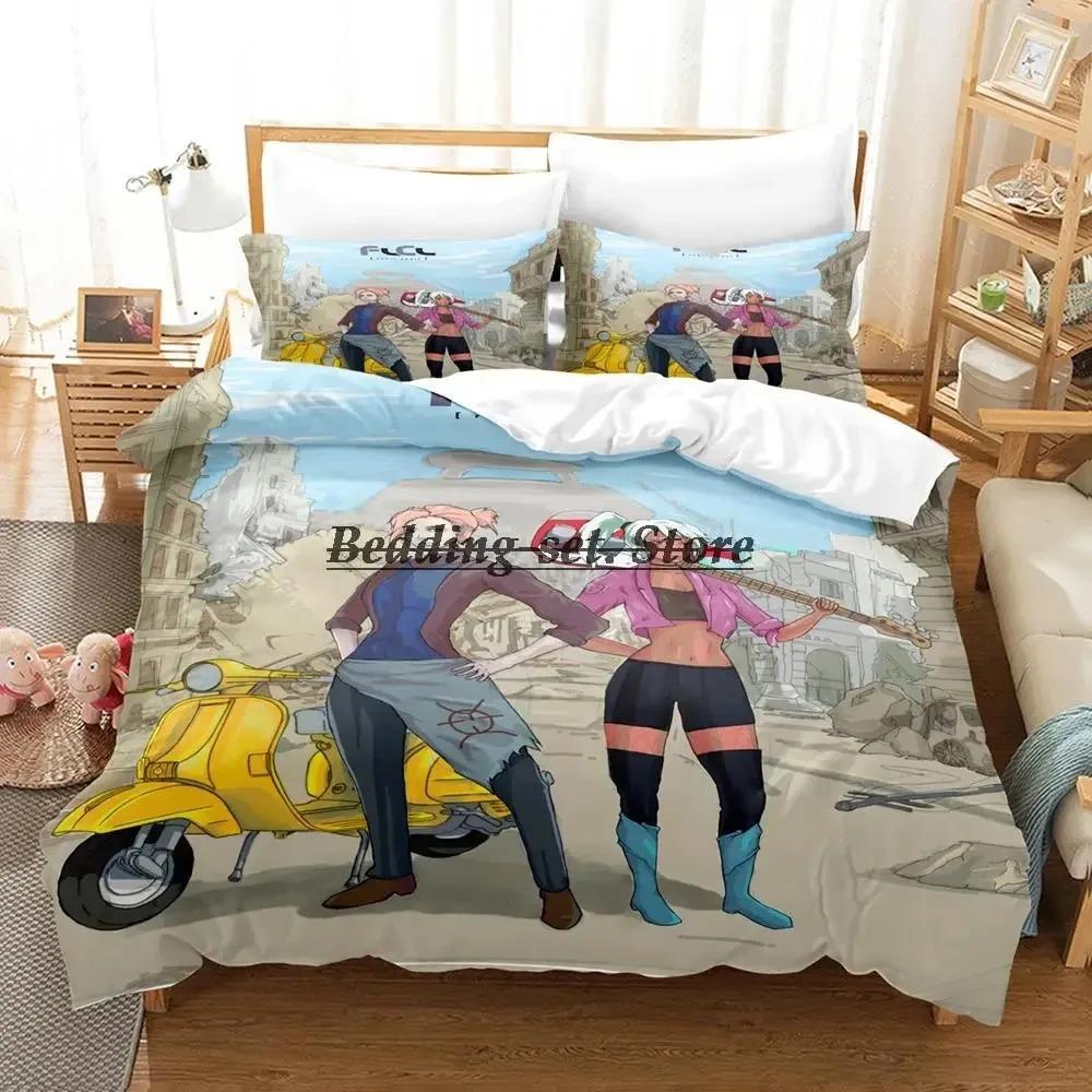 FLCL Alternative Sängkläder Set Enkel Twin Full Queen King Size Sängset Vuxen Barn Sovrum Påslakanset 3D Anime Lakan Set