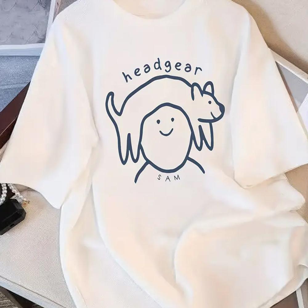 

Милая и интересная футболка с принтом, повседневная, с круглым вырезом, с короткими рукавами, универсальная женская футболка для повседневного ношения S