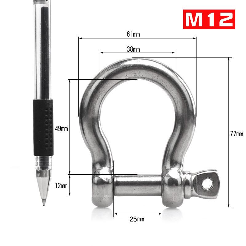 304 Stainless Steel Bow Shackle - Tow Hook, Marine Rope Ring, Chain Lifting Rigging Connector