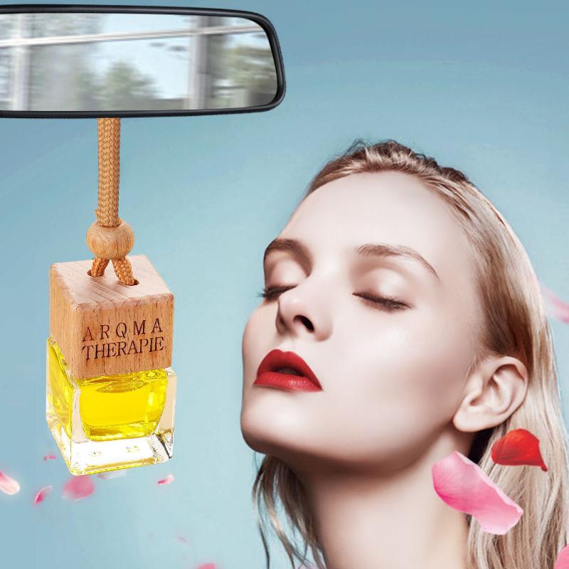 قلادة معطر جو للسيارة بزجاجة مربعة صغيرة، قطعة زينة معطرة للسيارة، هواء منعش