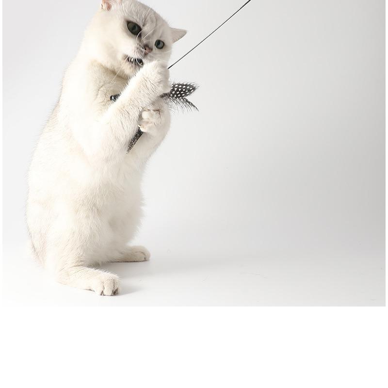 Cat Funny Stick Long Rod Cork Handle Spring Funny Cat Stick Cat Interactive Toy Unbreakable With Bell