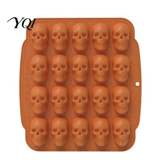 Forniture per Feste di Halloween Stampo per Torta a Forma di Teschio con 20 Cavità, Tema, Stampo in Silicone Antiaderente per Caramelle Mousse, Vassoio 3D Realistico per Gelatina Budino Fai-da-te