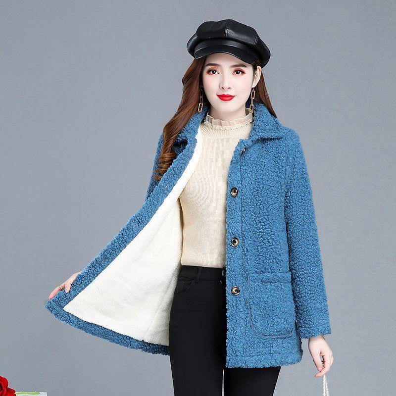Women's Plus Size Fleece Short Coat with Velvet & Lamb Wool for Autumn & Winter – Fashionable & Warm for Middle-aged & Elderly