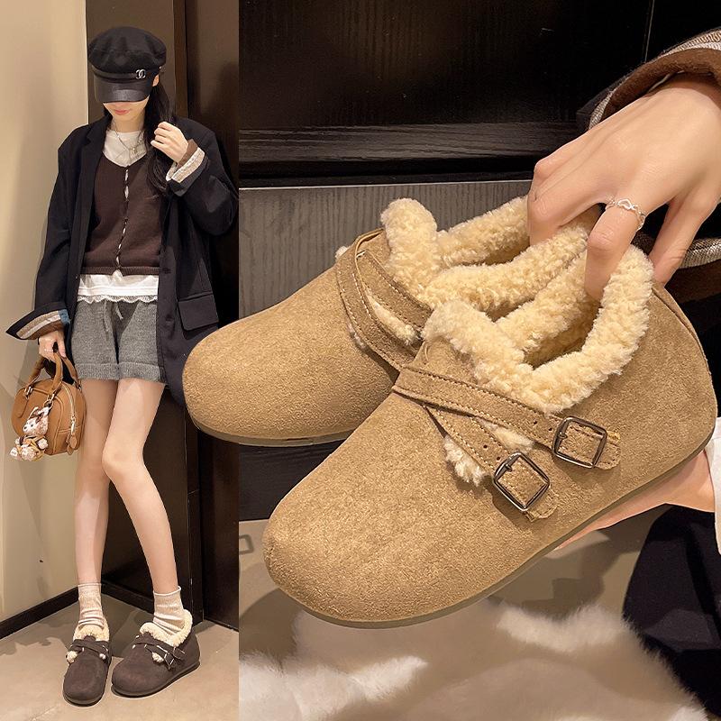 Women's fur one thick bottom heightening winter lightweight padded warm snow boots non-slip wear casual sneakers fur cotton shoes