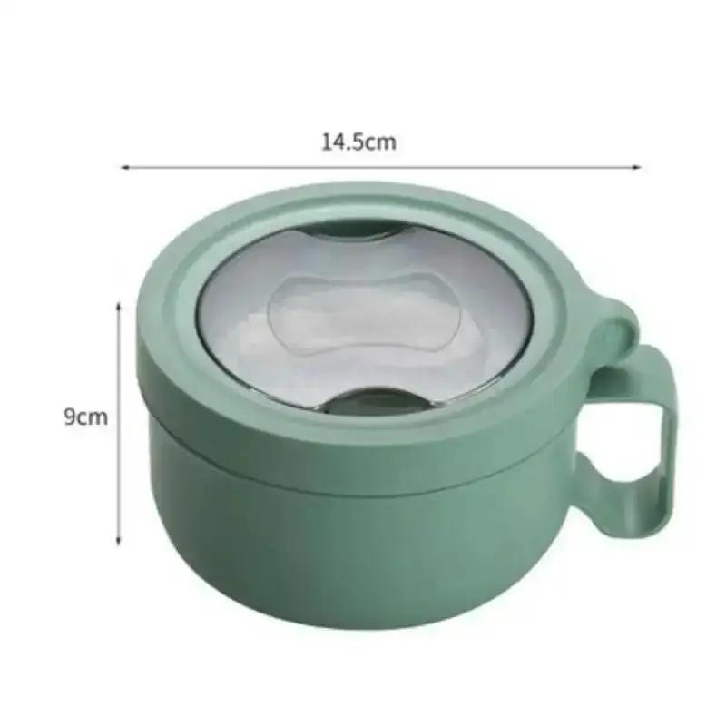 Balde de isolamento de alimentos de aço inoxidável de 450 ml, talheres dobráveis portáteis, lancheira de colarinho branco para estudantes, selada e à prova de vazamentos