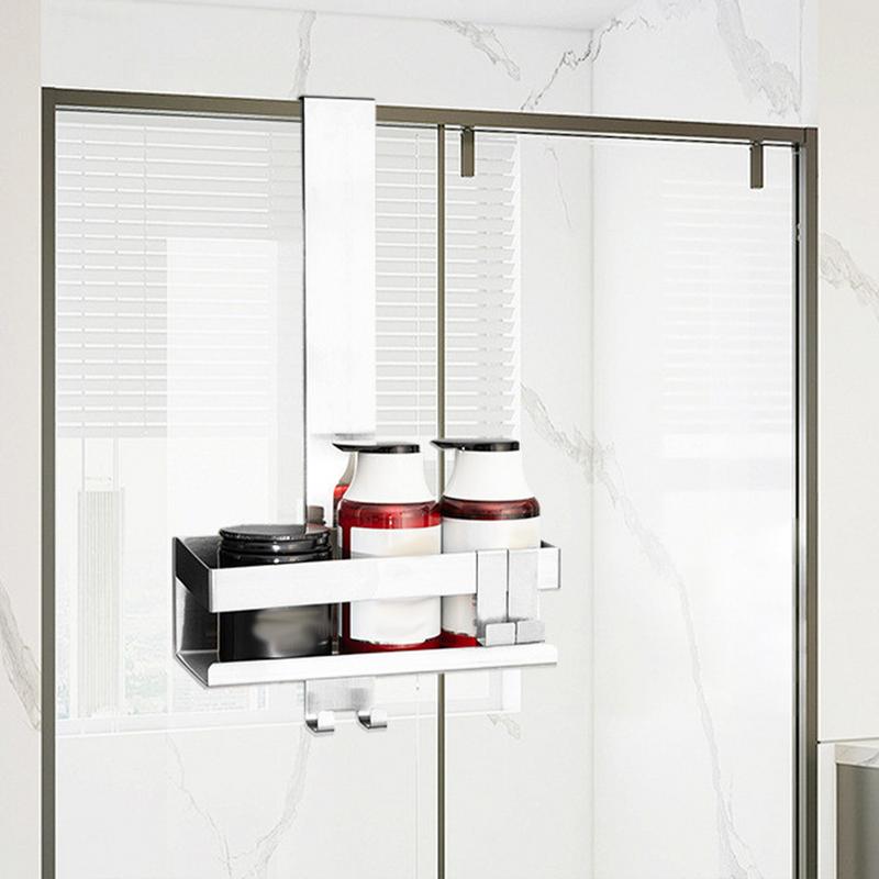 Estante para Puerta de Ducha de Acero Inoxidable con Montaje en Puerta de Vidrio Estante de Ducha de Gran Capacidad Estante de Almacenamiento para el Hogar Sin Taladro para