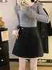 Plus Size Women's Shiny High-Waist A-Line Skirt - Thickened and Warm for Autumn/Winter