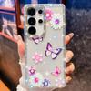 Samsung S25Ultra Mobile Phone Case Flash Drill S24FE Butterfly Mirror Bracket A56 Protective Cover