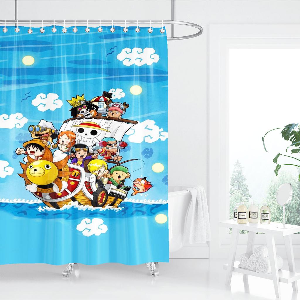 One Piece Anime Shower Curtain, Bathroom Accessories, Decor Curtains For Living Room, Cute And Funny  Christmas Gifts
