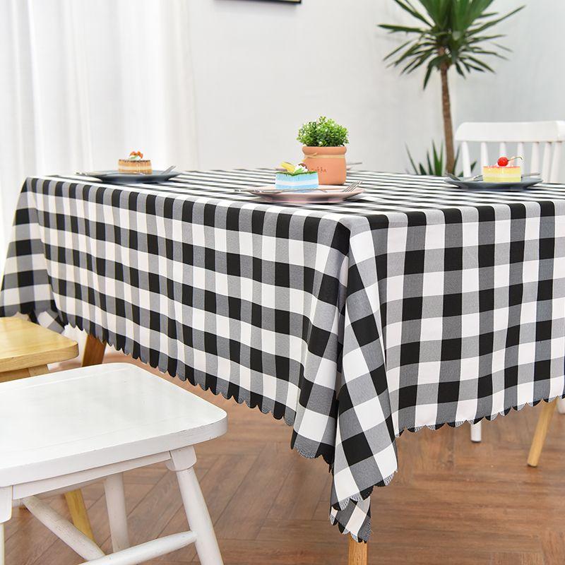 

Gingham Rectangular For Home Small Fresh Tablecloth Black and White 60*60cm