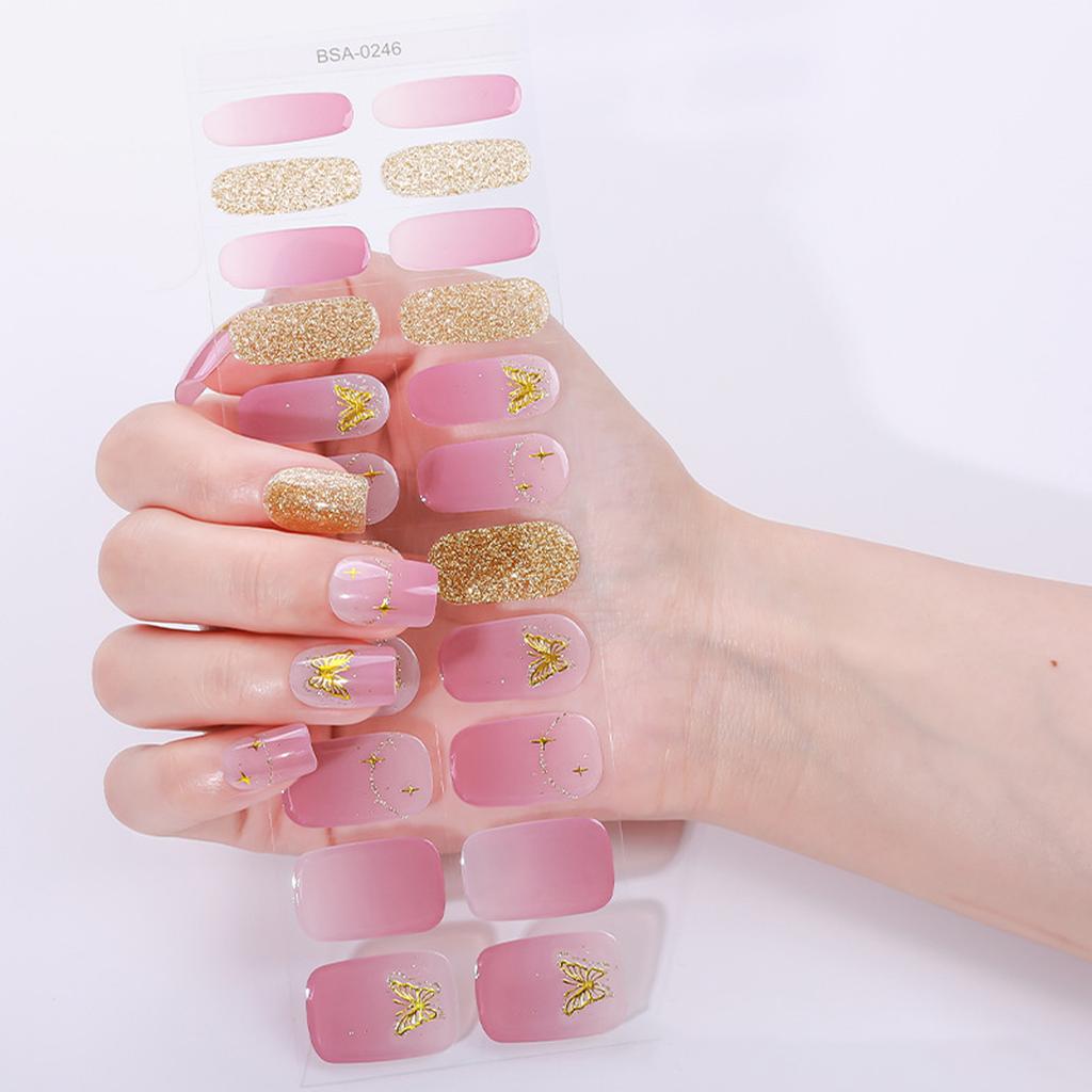 Gel Nail Stickers Full Cover Self Adhesive French Manicure Strips Quick Apply No UV Light Required Salon Quality