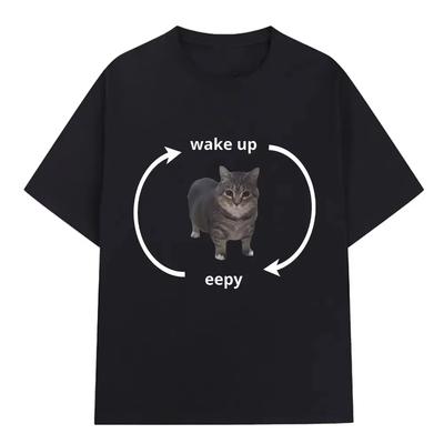 Wake Up Eepy Kitty High-quality Tshirt for Womenshort Sleeved Sleepersfunny Catsanimal Loverscasual Oversized T-shirt