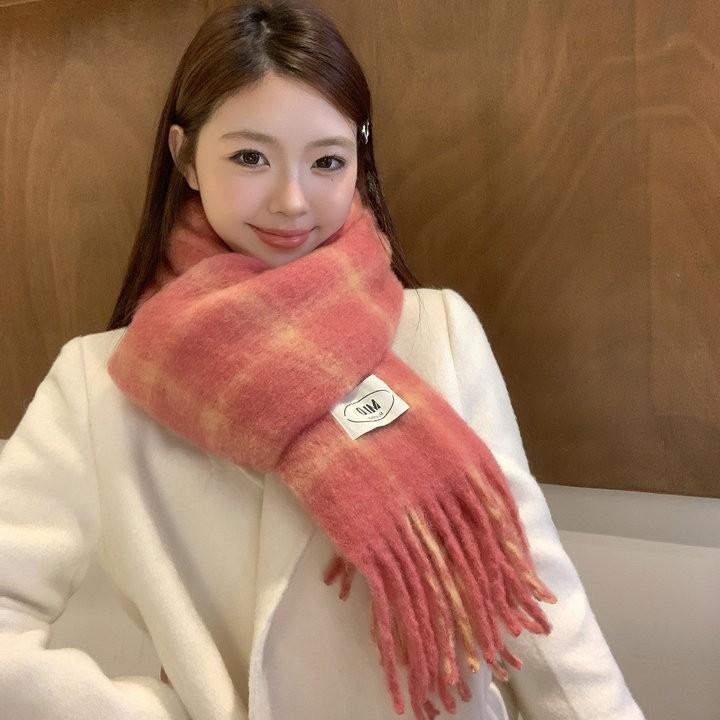Korean Version of the New Winter Soft Waxy Plaid Scarf Women's Imitation Cashmere Warm Student Couple Shawl