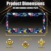 Hibiscus License Plate Frame Beautiful Tropical Flowers Floral License Plate Holder Colorful Stainless Steel Auto Parts Funny License Plate