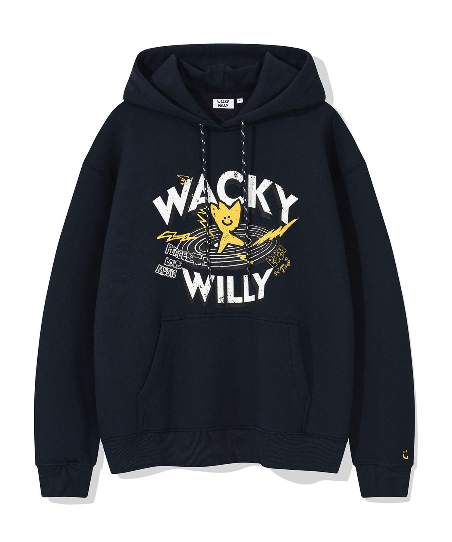 Wacky Willy Crack Graphic Hoodie Navy L