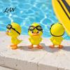 Unique Shelf Decorations 3D Printed Angry Yellow Duck Figurine with Detachable Swimming Goggles, Funny Office Desk Ornaments Statue, Desktop Ornament